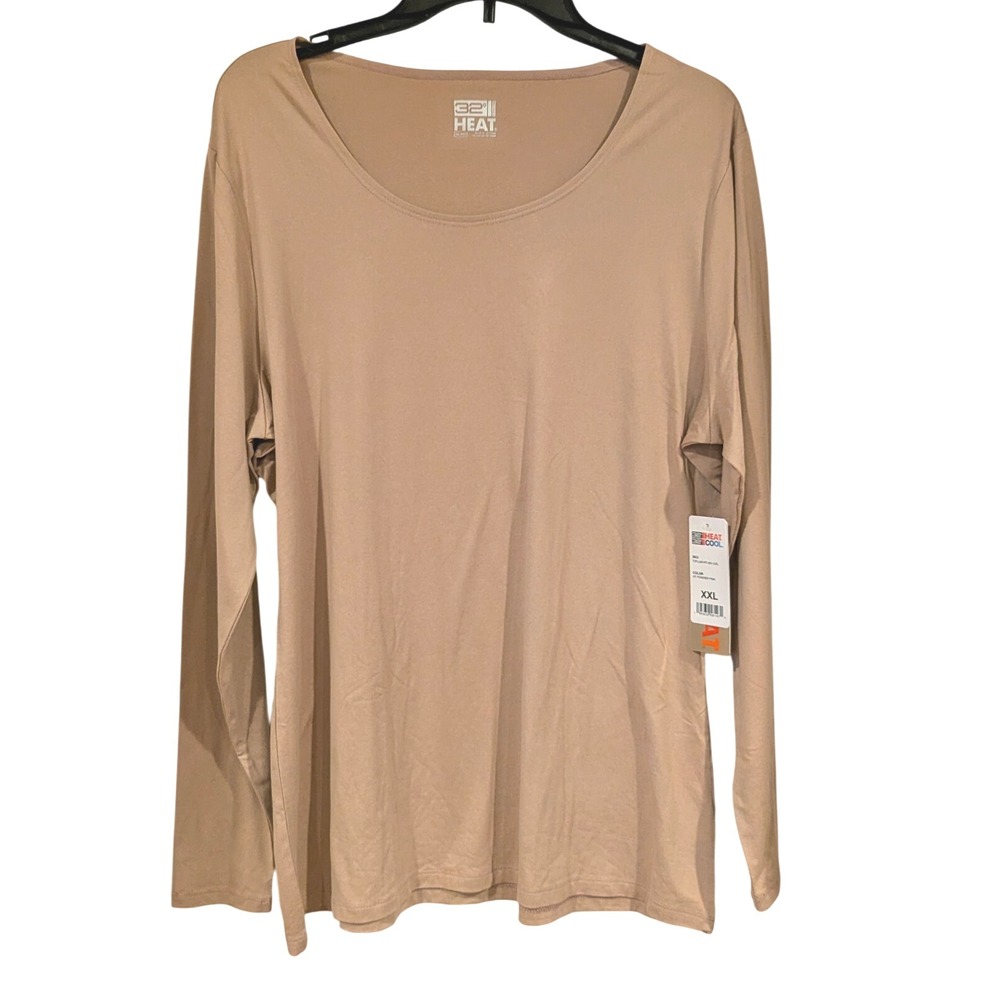 32 Degrees Heat Long Sleeve Scoop Neck Top‎ Powder Pink XXL